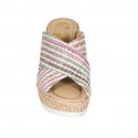 Woman's mules in multicolored raffia wedge heel 10 - Available sizes:  32, 42, 43