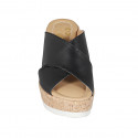 Woman's mules in black leather wedge heel 10 - Available sizes:  42, 43