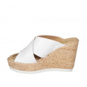 Woman's mules in white leather wedge heel 10 - Available sizes:  42, 43