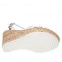 Sandale avec courroie pour femmes en cuir blanc talon compensé 10 - Pointures disponibles:  42, 43, 44, 45