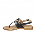 Sandale entredoigt pour femmes avec accessoire en cuir noir talon 1 - Pointures disponibles:  42