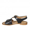 Woman's sandal in black leather with velcro straps heel 1 - Available sizes:  32, 33, 34, 42