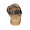 Woman's sandal in black leather with velcro straps heel 1 - Available sizes:  32, 33, 34, 42