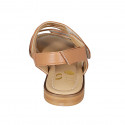 Sandalo da donna in pelle color cuoio con velcro tacco 1 - Misure disponibili: 33, 44