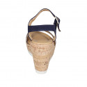 Sandale pour femmes en daim et raphia avec courroie, plateforme et talon compensé 10 - Pointures disponibles:  42, 43, 44, 45