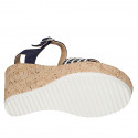 Sandale pour femmes en daim et raphia avec courroie, plateforme et talon compensé 10 - Pointures disponibles:  42, 43, 44, 45