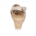 Sandale pour femmes en raphia multicouleur et daim beige avec plateforme et talon compensé 7 - Pointures disponibles:  42, 43, 45