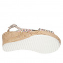 Woman's sandal in multicolored raffia and beige suede with platform and wedge heel 7 - Available sizes:  42, 43, 45