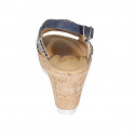 Sandale pour femmes en raphia multicouleur et daim bleu avec plateforme et talon compensé 7 - Pointures disponibles:  31, 33, 34, 42, 43, 45