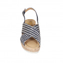 Sandalia para mujer en rafia multicolor y gamuza azul con plataforma y cuña 7 - Tallas disponibles:  31, 33, 34, 42, 43, 45