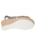 Sandale pour femmes en raphia multicouleur et daim bleu avec plateforme et talon compensé 7 - Pointures disponibles:  42, 43, 45