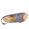 Sandale pour femmes en raphia multicouleur et daim bleu avec plateforme et talon compensé 7 - Pointures disponibles:  31, 33, 34, 42, 43, 45