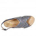 Sandale pour femmes en raphia multicouleur et daim bleu avec plateforme et talon compensé 7 - Pointures disponibles:  42, 43, 45