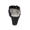 Sandale pour femmes en daim noir et tissu lamé avec plateforme talon compensé 7 - Pointures disponibles:  42, 43, 45