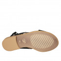 Sandale pour femmes avec fermeture velcro en daim perforé noir talon 1 - Pointures disponibles:  32, 33, 34, 43, 44, 45