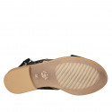 Sandale pour femmes avec fermeture velcro en daim perforé noir talon 1 - Pointures disponibles:  32, 33, 43, 44