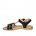 Sandale pour femmes en daim noir avec courroie, goujons et talon 1 - Pointures disponibles:  33, 34, 42