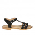 Sandale pour femmes en daim noir avec courroie, goujons et talon 1 - Pointures disponibles:  33, 34, 42