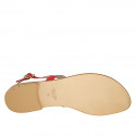 Sandalia de dedo en piel roja para mujer con estras tacon 2 - Tallas disponibles:  42, 43, 44