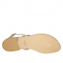 Sandale entredoigt pour femmes en cuir lamé platine avec strass talon 2 - Pointures disponibles:  43