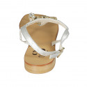 Sandalo infradito da donna in pelle laminata argento con strass tacco 2 - Misure disponibili: 43, 44
