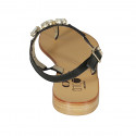 Sandale entredoigt pour femmes en cuir noir avec strass talon 2 - Pointures disponibles:  42, 43