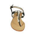Sandale entredoigt pour femmes en cuir noir avec strass talon 2 - Pointures disponibles:  42, 43