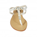 Sandalia de dedo para mujer en piel blanca con estras tacon 2 - Tallas disponibles:  42, 43, 45