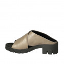 Woman's mules in platinum laminated leather heel 6 - Available sizes:  43