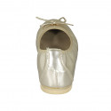 Woman's ballerina shoe in platinum laminated leather with bow heel 1 - Available sizes:  42, 44