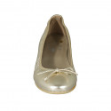 Woman's ballerina shoe in platinum laminated leather with bow heel 1 - Available sizes:  42, 44