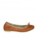 Ballerine pour femmes en cuir cognac avec noeud talon 1 - Pointures disponibles:  42