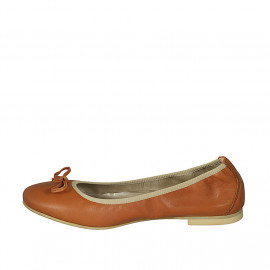 Ballerine pour femmes en cuir cognac avec noeud talon 1 - Pointures disponibles:  42 2