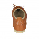 Woman's ballerina in tan brown leather with bow heel 1 - Available sizes:  42, 43, 44, 45