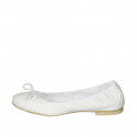 Woman's ballerina in white leather with bow heel 1 - Available sizes:  42, 43, 44