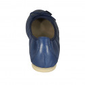 Woman's ballerina with bow in blue leather heel 1 - Available sizes:  42, 43, 44, 45