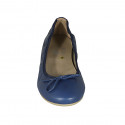 Woman's ballerina with bow in blue leather heel 1 - Available sizes:  42, 43, 44, 45