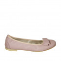 Woman's ballerina in rose leather with big bow heel 1 - Available sizes:  42, 43, 44