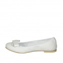 Woman's ballerina in white leather with big bow heel 1 - Available sizes:  42, 43, 44