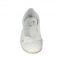 Woman's ballerina in white leather with big bow heel 1 - Available sizes:  42, 43, 44