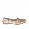 Woman's ballerina shoe with velcro strap in copper laminated leather heel 1 - Available sizes:  42, 43, 44