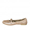 Ballerina pour femmes avec fermeture velcro en cuir lamé cuivre talon 1 - Pointures disponibles:  42, 43, 44
