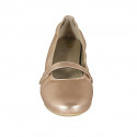 Ballerina pour femmes avec fermeture velcro en cuir lamé cuivre talon 1 - Pointures disponibles:  42, 43, 44