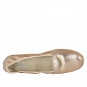 Woman's ballerina shoe with velcro strap in copper laminated leather heel 1 - Available sizes:  42, 43, 44