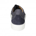 Man's laced shoe with removable insole in blue pierced nubuck leather and leather - Available sizes:  47, 48