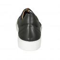 Man's laced shoe with removable insole in black leather and pierced leather - Available sizes:  47