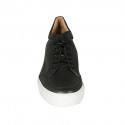 Man's laced shoe with removable insole in black leather and pierced leather - Available sizes:  47