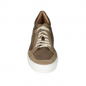 Man's laced shoe with removable insole in brown pierced nubuck leather and suede - Available sizes:  47, 48
