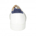 Chaussure à lacets pour hommes avec semelle amovible en cuir blanc et daim bleu - Pointures disponibles:  47