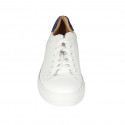 Chaussure à lacets pour hommes avec semelle amovible en cuir blanc et daim bleu - Pointures disponibles:  47